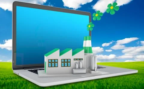 Environmentally friendly factory concept. Stock Illustration
