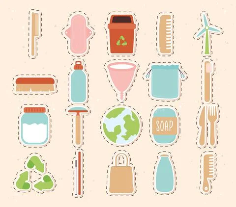 Environmentally friendly items Stock Illustration
