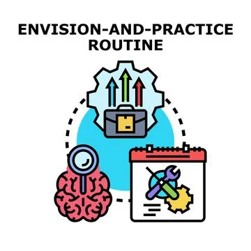 Envisioning and practicing an organized business routine concept Stock Illustration