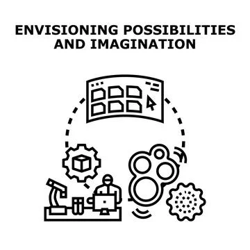 Envisioning creative possibilities new ideas development Stock Illustration