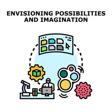 Envisioning creative possibilities new ideas development Stock Illustration
