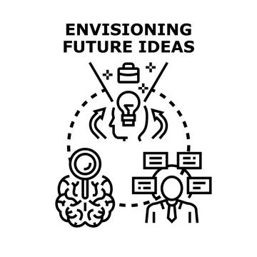 Envisioning future ideas developing business innovation concepts Stock Illustration