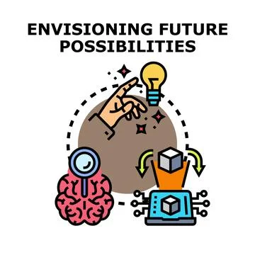 Envisioning future possibilities and concept creation process Stock Illustration