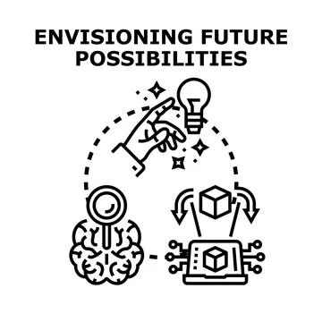 Envisioning future possibilities and concept creation process Stock Illustration
