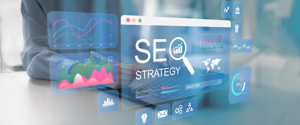 EO Strategy Development and Digital Marketing Analytics Technology Concept. Stock Photos
