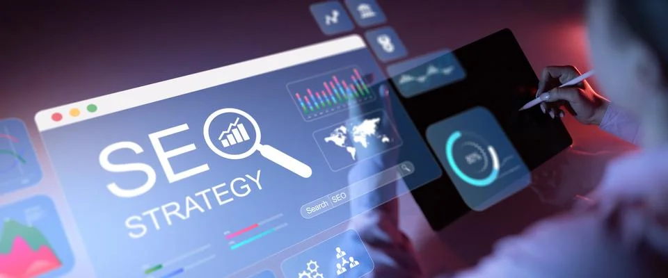 EO Strategy Development and Digital Marketing Analytics Technology Concept. Stock Photos