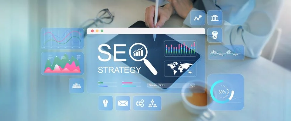 EO Strategy Development and Digital Marketing Analytics Technology Concept. Stock Photos