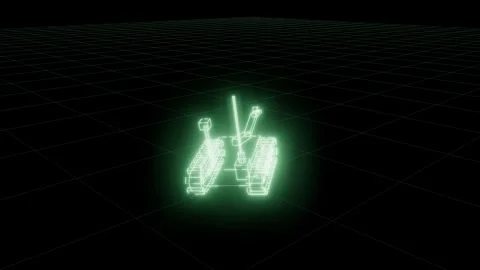 Eod robot phosphor tumbling turntable technical drawing 3D animation seamless Stock Footage 342241239