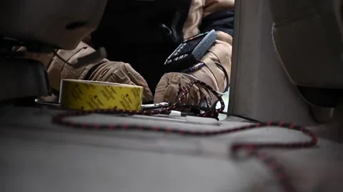EOD soldier assembling explosives device during EOD training Stock Footage 161955591