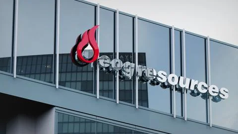 EOG Resources Stock data presented on the logo of the office facade editorial Stock Photos