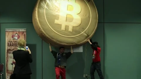 EOM Inflated Bitcoin Stock Footage 148110973
