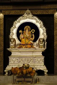 Eople and devotee at famous Kasba Ganpati during Ganpati Festival 2024. Stock Photos