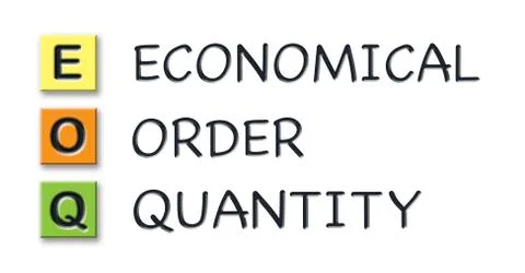EOQ initials in colored 3d cubes with meaning Stock Illustration