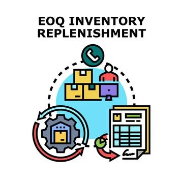 Eoq inventory replenishment process for efficient warehouse management Stock Illustration