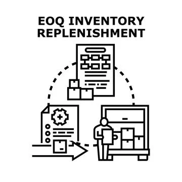 Eoq inventory replenishment process optimization managing stock Stock Illustration