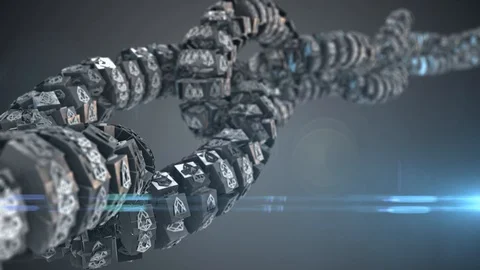 EOS coin (EOS) blockchain cryptocurrency altcoin encryption network  conceptual Stock Footage 91115607