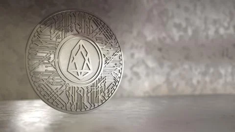 EOS coin (EOS) blockchain cryptocurrency altcoin 3D Render Stock Illustration