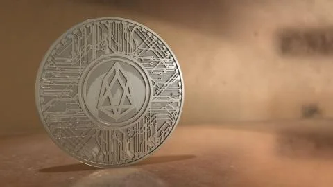EOS coin (EOS) blockchain cryptocurrency altcoin 3D Render Stock Illustration