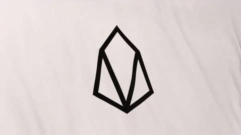 EOS Coin icon logo on full-frame white flag loop banner background 스톡 동영상 163934916