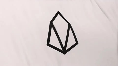 EOS Coin icon logo on full-frame white flag loop banner background 스톡 동영상 236606814