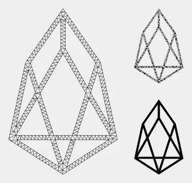 Eos Currency Vector Mesh Network Model and Triangle Mosaic Icon Stock Illustration