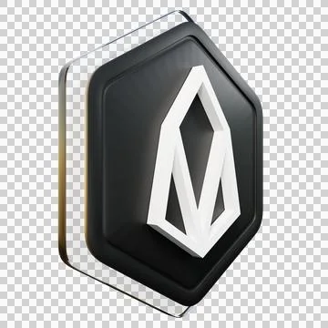 EOS (EOS) Badge Crypto Isolated On White Background Blockchain Technology 3D Stock Illustration
