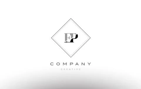 Ep e p  retro vintage black white alphabet letter logo Illustrazione stock