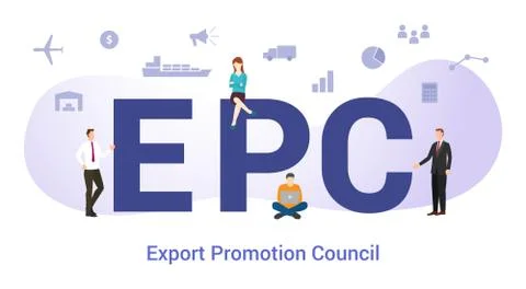 Epc export promotion council concept with big word or text and team people wi Stock Illustration