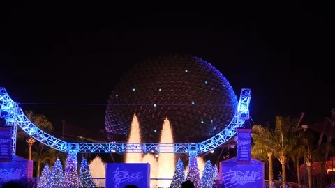 The EPCOT ball saying goodnight to the world. Stock Footage 108637942