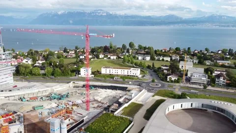 EPFL Lausanne aerial 4K video Stock Footage