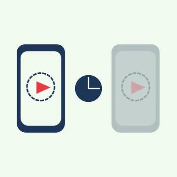 Ephemeral content concept. Blue icon with smartphone and watch. Stock Illustration