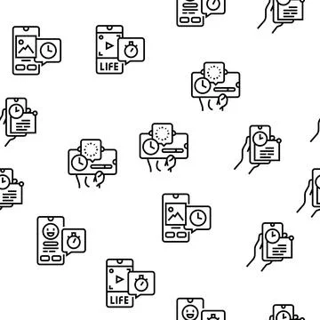 Ephemeral Content Vector Seamless Pattern Stock Illustration