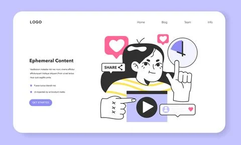 Ephemeral content web banner or landing page. Marketing campaign 库存插图