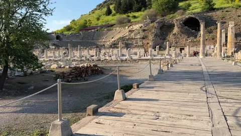 Ephesus Ancient City ruins. Odeon (Bouleuterion) building. Stock Footage 249837967