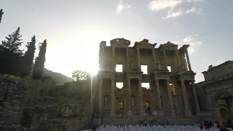 Ephesus library sunset Stock Footage 146588428