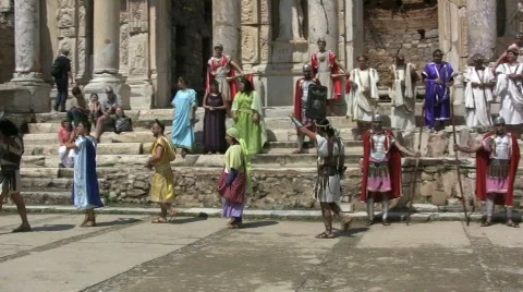 Ephesus Pageant at Library of Celsus Stock Footage 690975