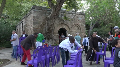 Ephesus Turkey religious program setup Virgin Mary House 4K 006 Stock Footage 45280463