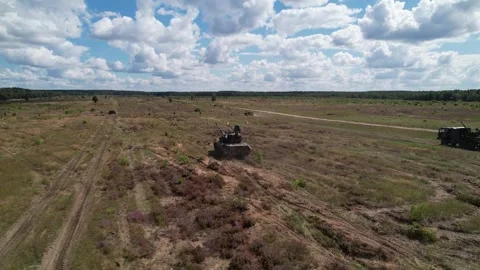Epic 360 flight around Flakpanzer Gepard Stock Footage 250979812