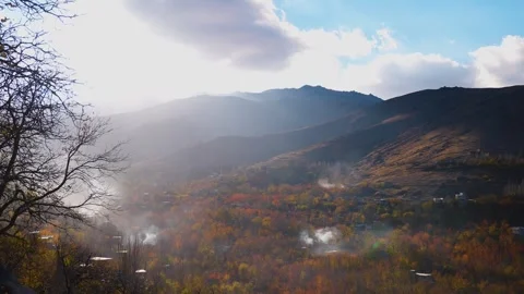 Epic 4K Autumn Mountain Panorama: Cinematic Fall Landscape Stock Footage 322013727