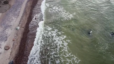 Epic 4K Drone Flight Above Waving Ocean and Coast Stock Footage 323613065