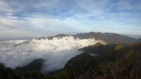 Epic 4K time lapse in the mountains of Madeira at the viewpoint Bica da Cana. Stock Footage 231347641