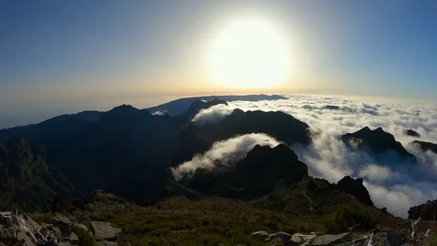 Epic 4K time lapse on Pico Ruivo in Madeira with an amazing sea of ​​clouds. Stock Footage 231347654