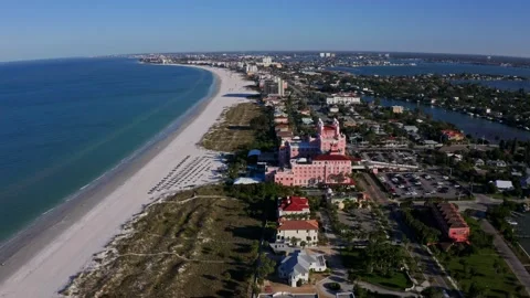 Epic Aerial Drone Coast Beach Saint st Petersburg Florida near Tampa Day Vídeo Stock 280494608