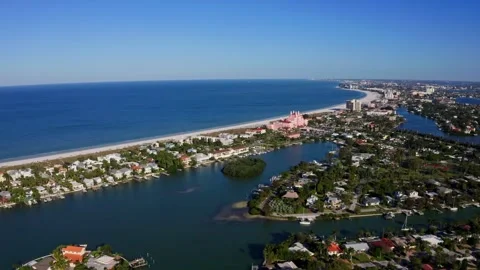 Epic Aerial Drone Coast Beach Saint st Petersburg Florida near Tampa Day 動画素材 280494643
