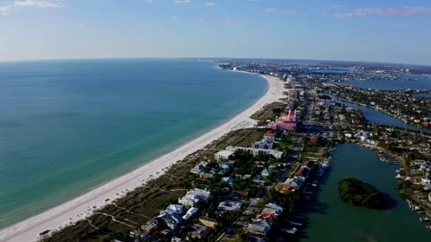Epic Aerial Drone Coast Beach Saint st Petersburg Florida near Tampa Day Vídeo Stock 280494668