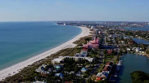 Epic Aerial Drone Coast Beach Saint st Petersburg Florida near Tampa Day Stockbeeldmateriaal 280494705
