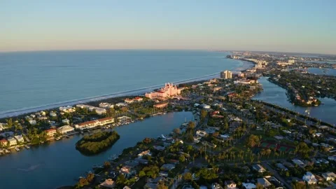 Epic Aerial Drone coast beach saint st petersburg florida near tampa sunrise Stock-Footage 280494817