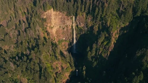 Epic Aerial Drone Multnomah Falls Oregon Washington Columbia Gorge Rainbow Stock Footage 280702783