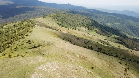 Epic Aerial Drone Panoramic Flight Wild Serbian Mountains Kopaonik Landscape Stock Footage 91440105