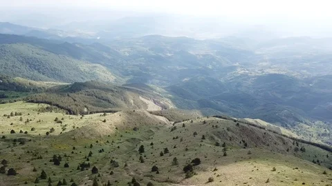 Epic Aerial Drone Panoramic Flight Wild Serbian Mountains Kopaonik Landscape Stock Footage 91447201